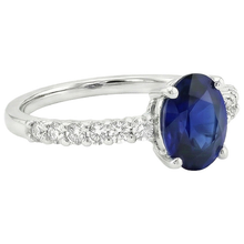 Oval & Round Natural Earth Mined Diamond Solitaire Ring SriLanka Sapphire Accents 5 Carats