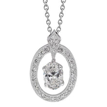 Oval and Round Halo Genuine Diamond Pendant Necklace 2.25 Carat White Gold 14K