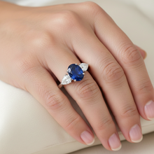 natural oval sapphire 3.50ct ring with diamond accents