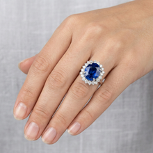 Oval And Round Cut Ceylon Sapphire 8.01 Carat Natural Earth Mined DIAMOND ( NOT LAB GROWN )s Ring WG 14K