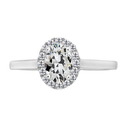 3 ct Brilliant Diamond Halo Engagement Ring in 14K White Gold