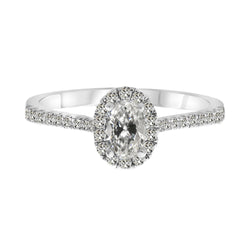 Genuine Fine Diamond Halo Engagement Ring – 14 Karat White Gold