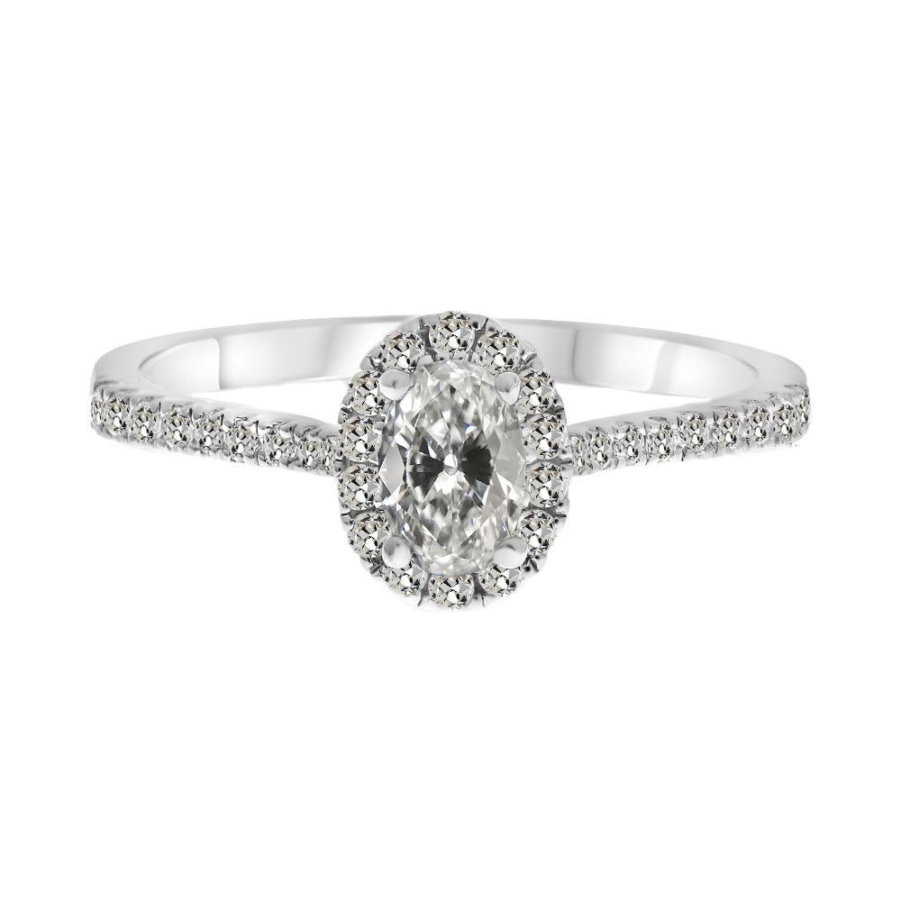 Fine Diamond Antique Cushion Halo Engagement Ring in 14 Karat White Gold – main view