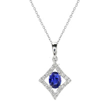 Precious Stone Pendant 14K White Gold with Blue Sapphire – main view