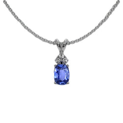 Natural Oval Cut Cornflower Blue Sapphire Stone Pendant Necklace