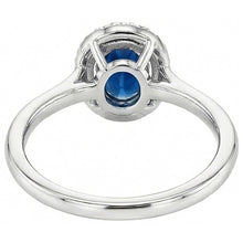 Oval Ceylon Sapphire Round Natural Earth Mined Diamonds 2.50 Carats Ring White Gold 14K