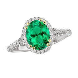 Custom Fine Emerald Gemstone Ring 4 ct – 14 Karat Two Tone Gold