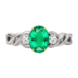 Sparkling Twisted Shank Emerald Colored Stone Ring – 4 ct 14