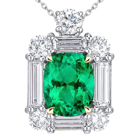 Precious Stone Pendant 14 Karat Two Tone Gold with Fine Emerald – main view