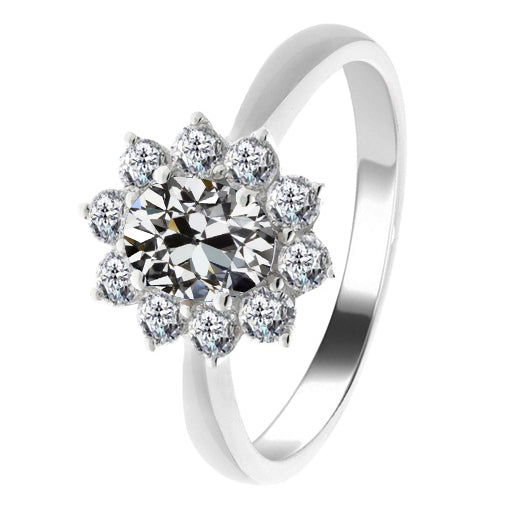High-End Fine Diamond Halo Engagement Ring 2 ct – main view
