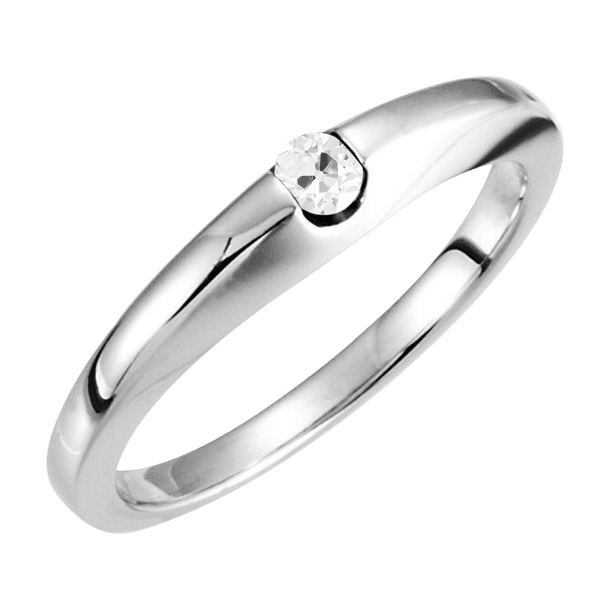Single Stone Ring 14K White Gold with Brilliant Diamond – main view