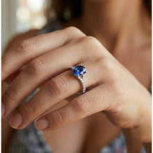 Oval Gemstone Ring Deep Blue Sapphire With Accents Jewellery 3.75 Carats