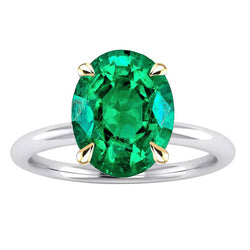 Fine Emerald GIA Certified Colored Stone Ring 3.50 ct in 14