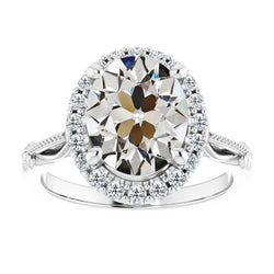 Brilliant Diamond Antique Halo Setting Ring 4 ct in 14 Karat