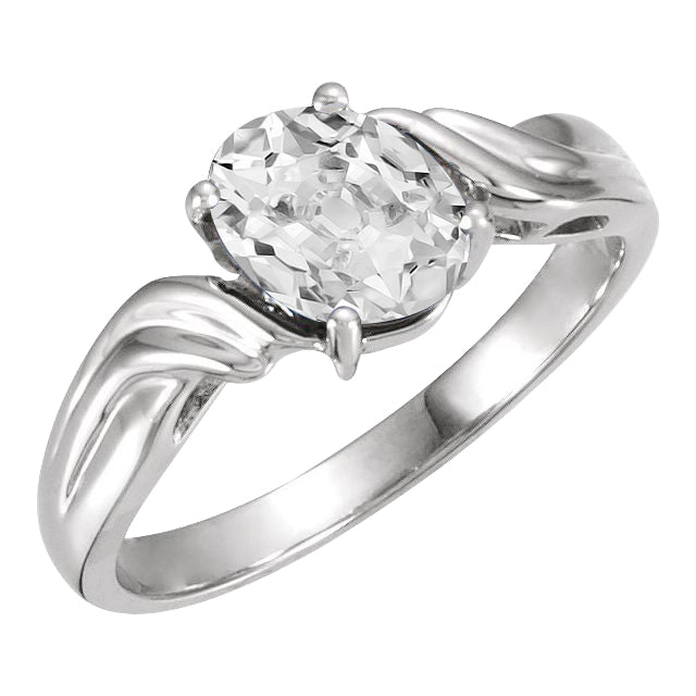 Old Mine Cut Diamond ring in 14K White Gold – main view