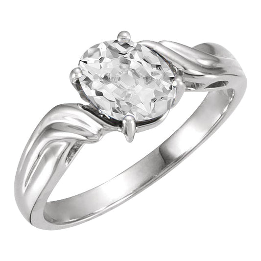 Old Mine Cut Diamond ring in 14K White Gold – main view