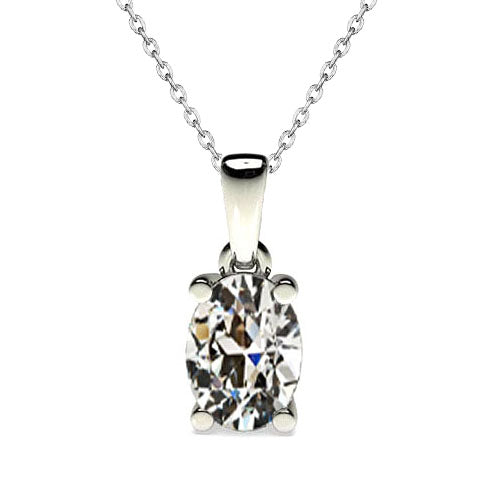 Fine Diamond Old Mine Cut Pendant in 14K White Gold – main view