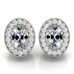 9.50 ct Fine Diamond Stud Earrings in 14 Karat White Gold