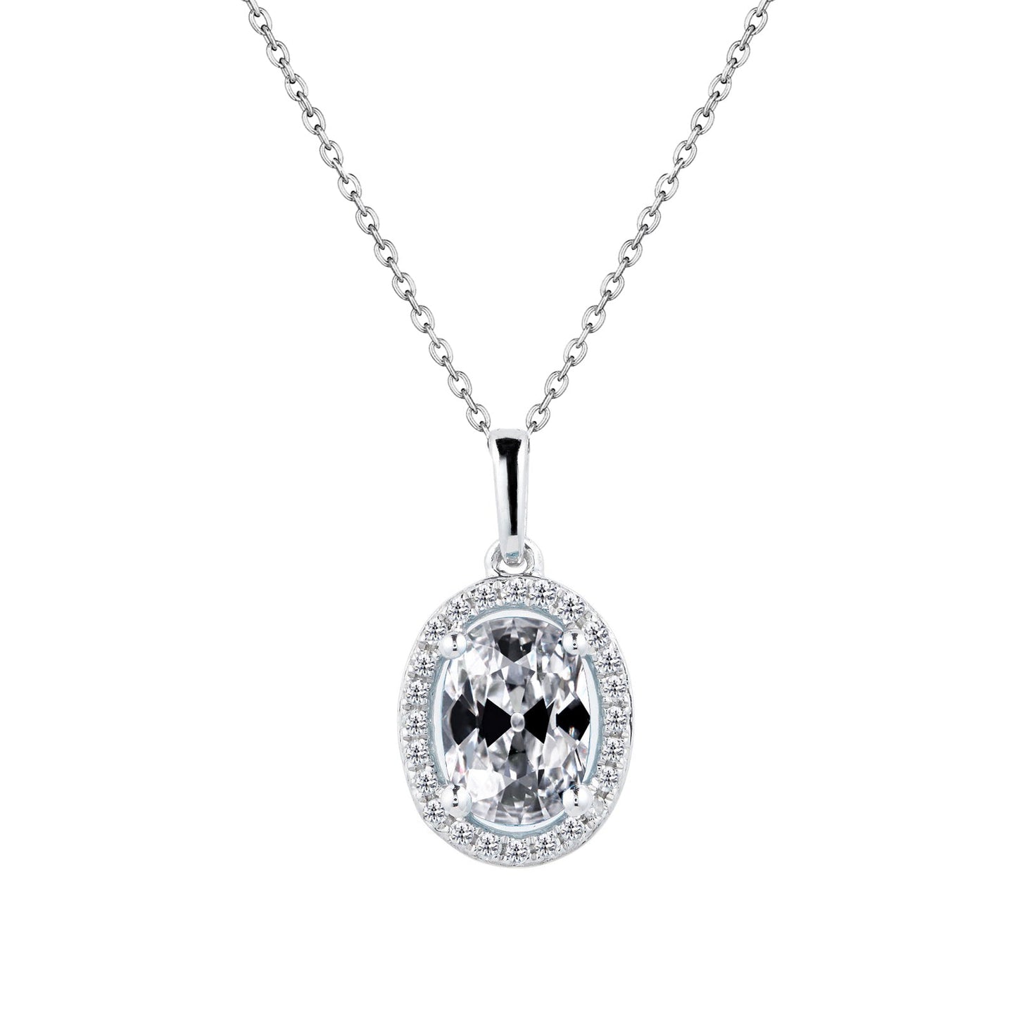Old Mine Cut Diamond ring in 14K White Gold – main view