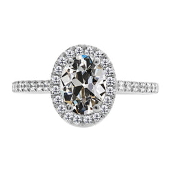 Brilliant Diamond Antique Cushion Halo Ring 3.50 ct in 14K White