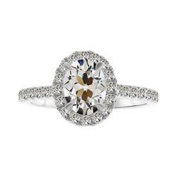 14 Karat White Gold Antique Cushion Brilliant Diamond Halo