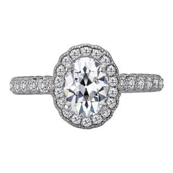 Genuine Fine Diamond Halo Ring 4 ct – 14K White Gold
