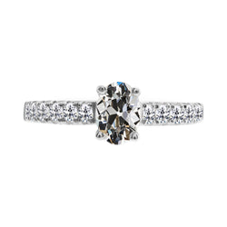 Refined Antique Cushion Diamond Solitaire with Side Stones