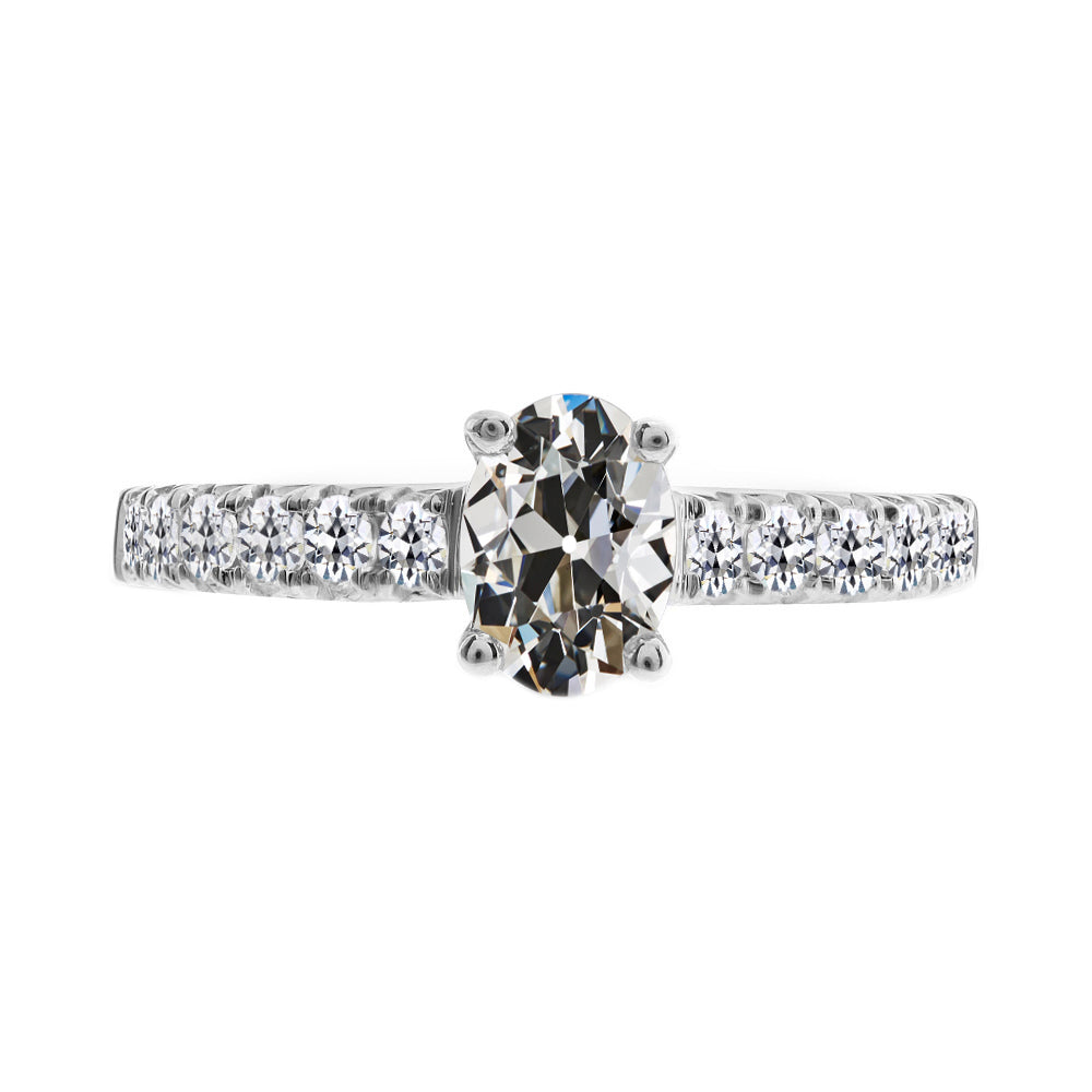Solitaire with Side Stones 14K White Gold with Diamond – main view