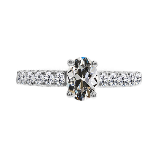 Solitaire with Side Stones 14K White Gold with Diamond – main view