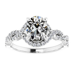 Handcrafted Antique Cushion Fine Diamond Solitaire with Side