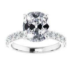 14K White Gold Solitaire with Side Stones with Diamond – 4 ct