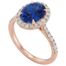 Oval Sapphire Natural Earth Mined Diamond Gemstone Ring 8 Carats Jewellery Rose Gold 14K