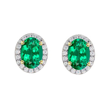Emerald Gemstone Earring 1.50-ct 14 Karat Two Tone Gold – main view