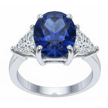 Oval Sri Lanka Sapphire Trillion Natural Earth Mined DIAMOND ( NOT LAB GROWN )s 3 Stone Ring 6.01 Carats