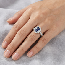 Oval Sri Lankan Sapphire Ring Round Natural Earth Mined DIAMOND ( NOT LAB GROWN ) Gold Jewellery 2 Carats