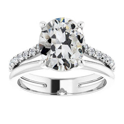 Old European Cut Fine Diamond Solitaire Ring with Accents 4 ct