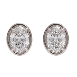 Oval Cut Lab Grown Diamonds 1.50 Carat Stud Earring 14K White Gold