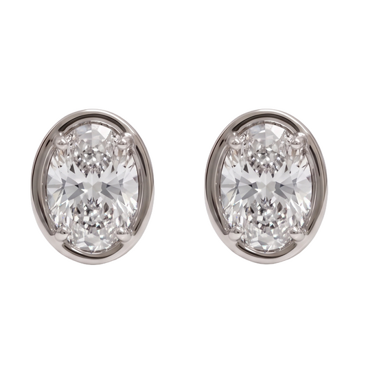 Oval Cut Lab Grown Diamonds 1.50 Carat Stud Earring 14K White Gold