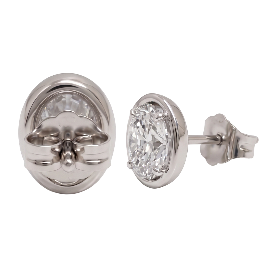 Oval Cut Lab Grown Diamonds 1.50 Carat Stud Earring 14K White Gold