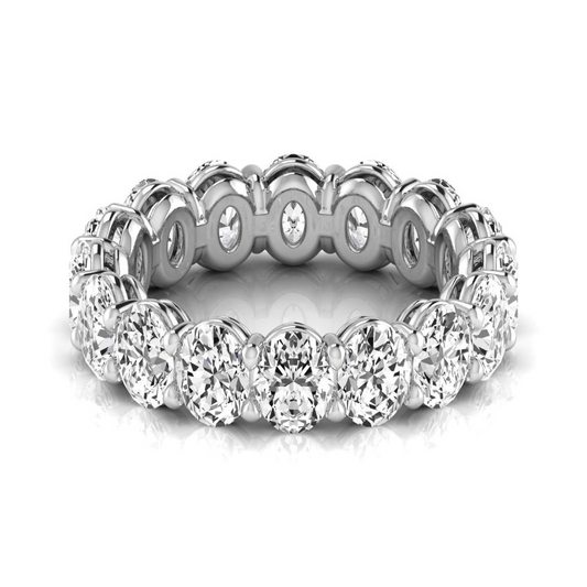 Fine Diamond Oval Eternity Band in 14 Karat White Gold – front view