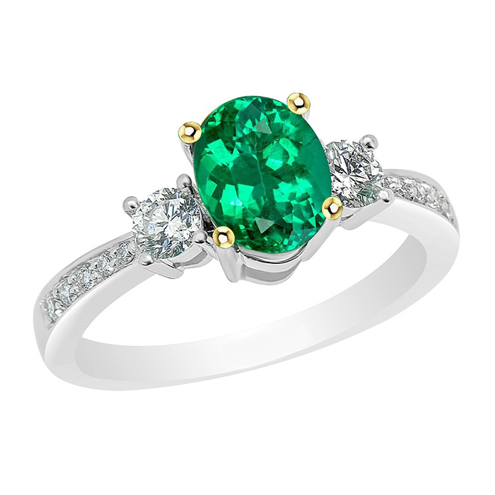 Emerald Gemstone Ring 2.50-ct 14 Karat Two Tone Gold – main view