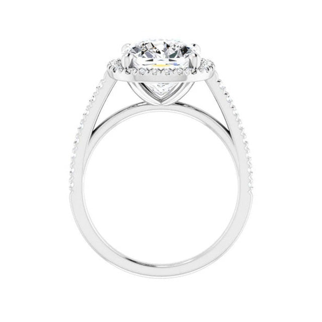 Old Mine Cut Brilliant Diamond ring in 14K White Gold – front view