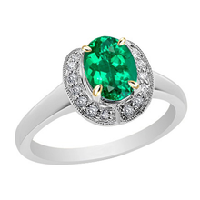 Precious Stone Ring Two-Tone 14K Gold with Emerald – main view