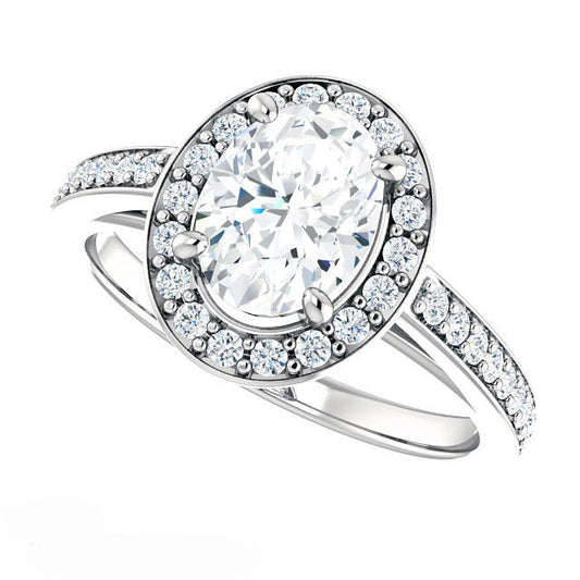 Fine Diamond Solitaire with Side Stones 5.50-ct 14K White Gold – front view