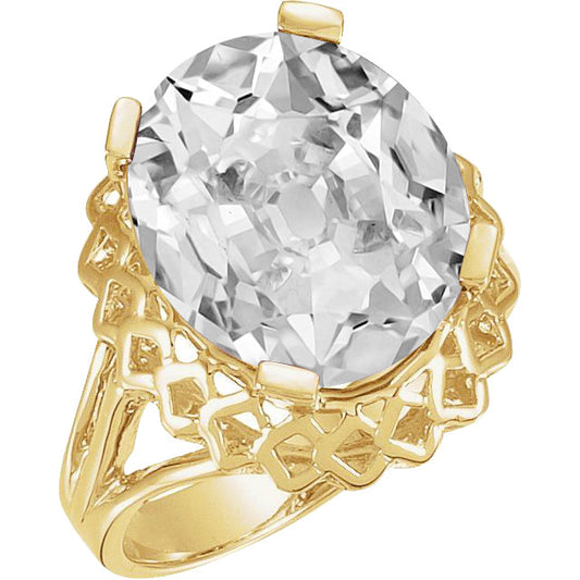 Brilliant Diamond Antique Cushion Solitaire Engagement Ring in 14K Yellow Gold – main view