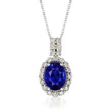 Fine Sapphire Oval Cut Gemstone Pendant in 14K White Gold – main view