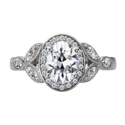 14K White Gold Anniversary Ring Brilliant Diamond Halo Ring 3.50