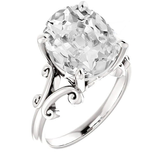 Real Fine Diamond Solitaire Ring 5 ct 14K White Gold – front view