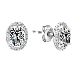 14 Karat White Gold Fine Diamond Earrings – 2-ct Antique Cushion