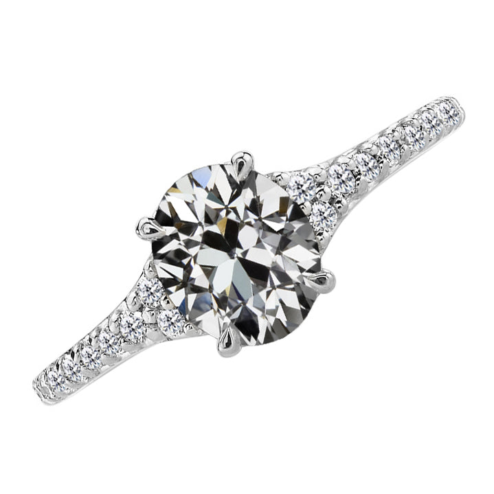 Real Brilliant Diamond Solitaire Ring with Accents 4.50 ct 14 Karat White Gold – main view